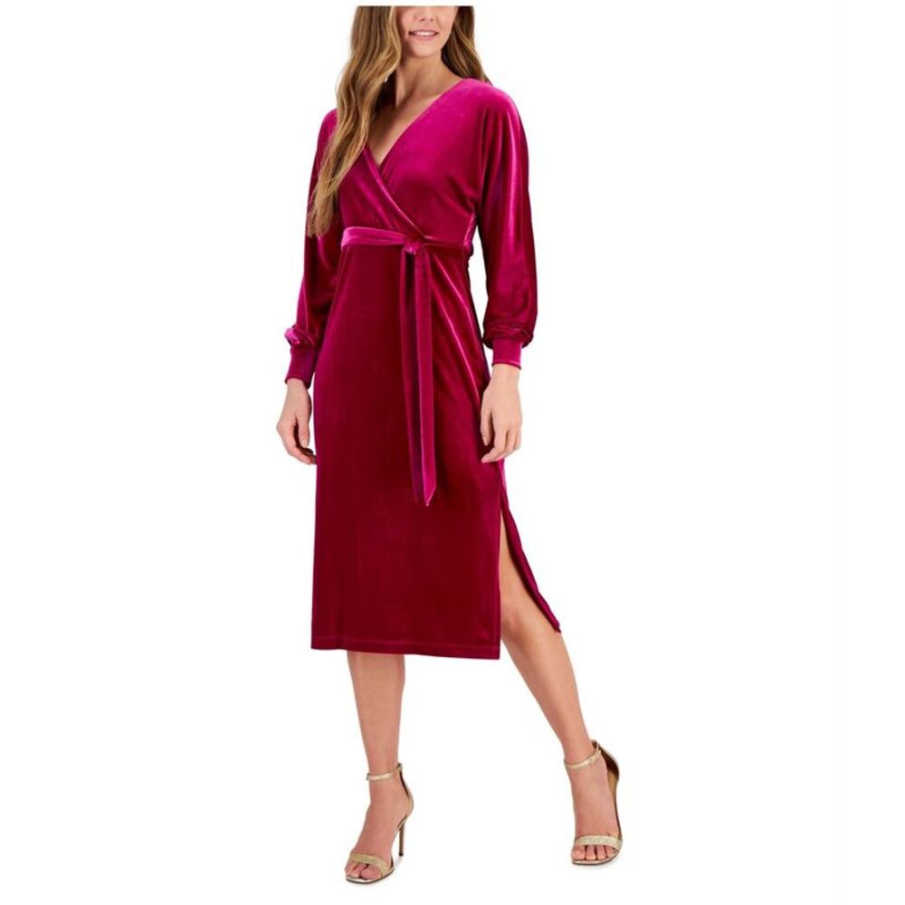 Taylor Womens Velvet Tie Waist Maxi Dress, , 8 AV/MD/RG, MP
